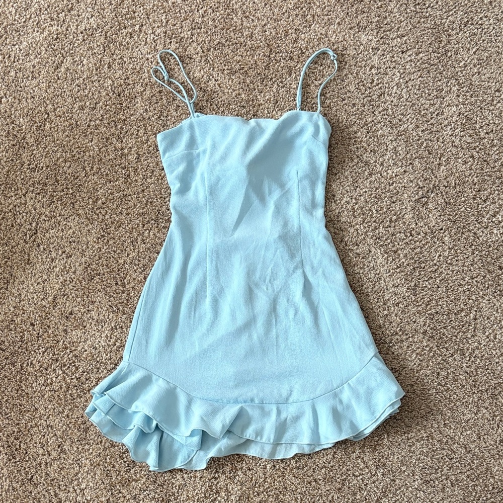 Light Blue Ruffled Mini Lucy in the Sky Dress